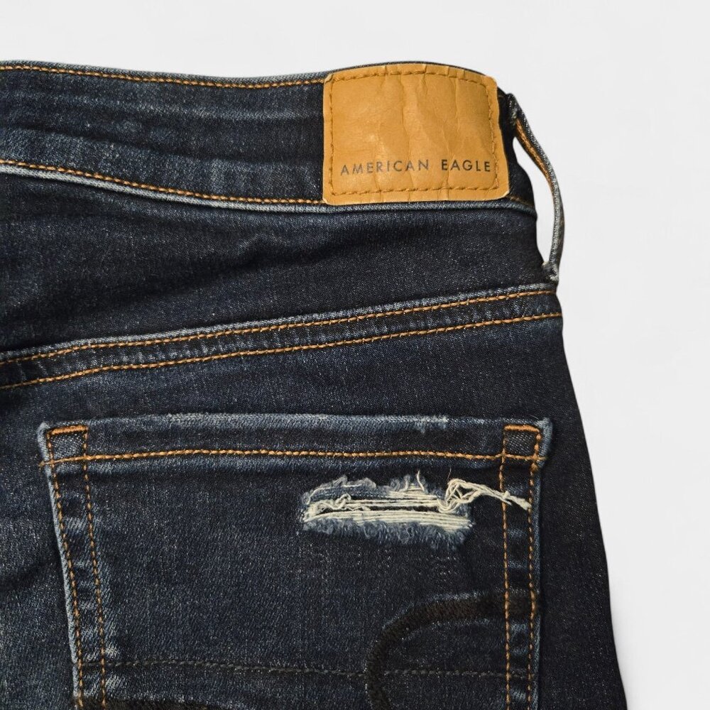 American Eagle Hi-Rise Shortie Distressed Cut Off Denim Shorts 0 Summer Festival - Picture 3 of 10